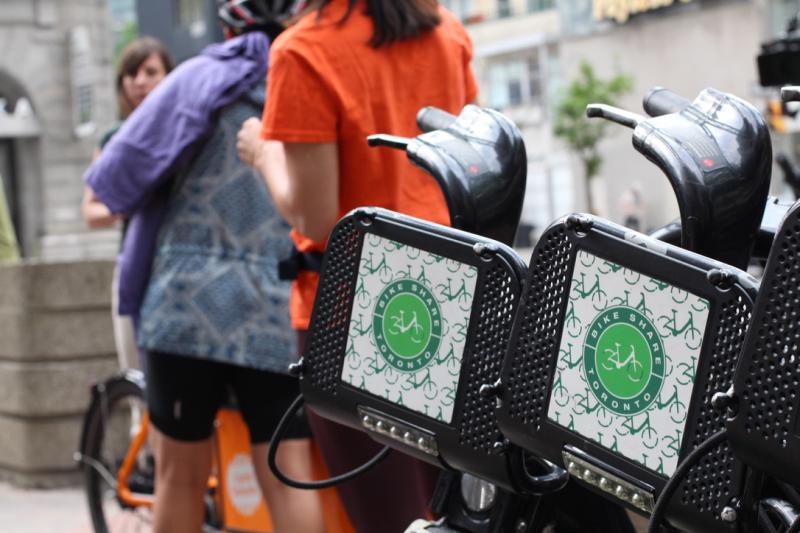 Bikes with bike share toronto logos