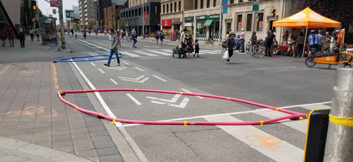  protected intersection demo at open streets 2018