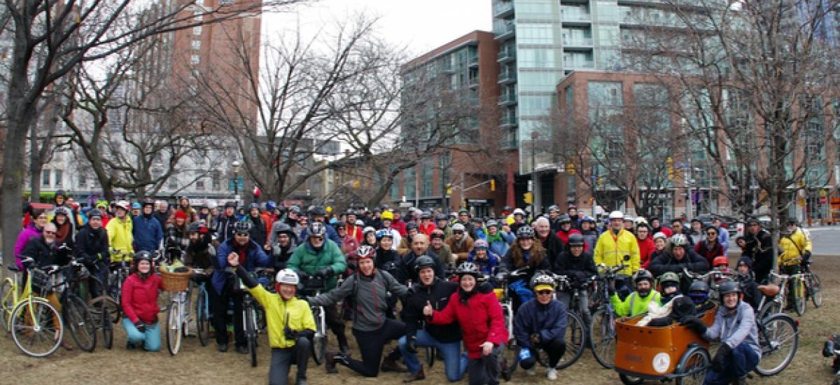 Cyclists gather todether for the Coldest Day of the Year ride