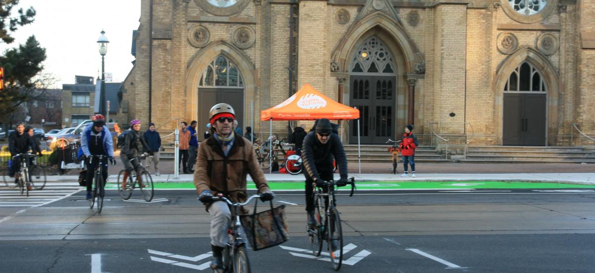 Cyclists crossing Bathurst Street