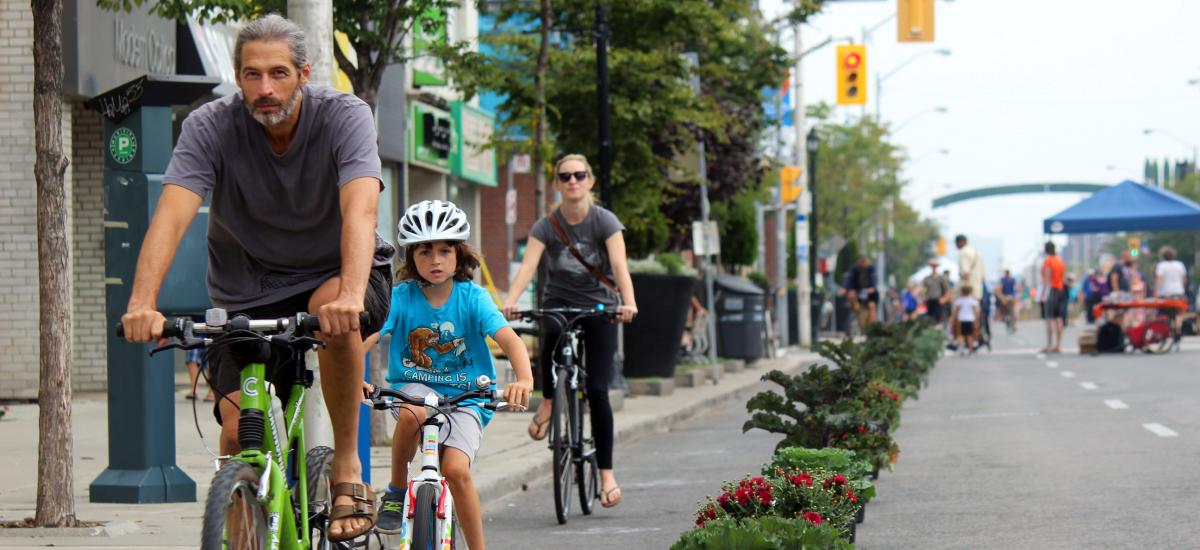 Open Streets Pop Up Bike Lane on Danforth