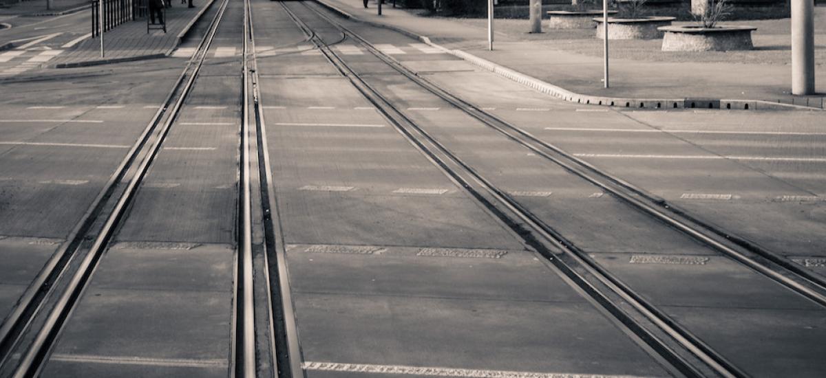 Road with streetcar tracks