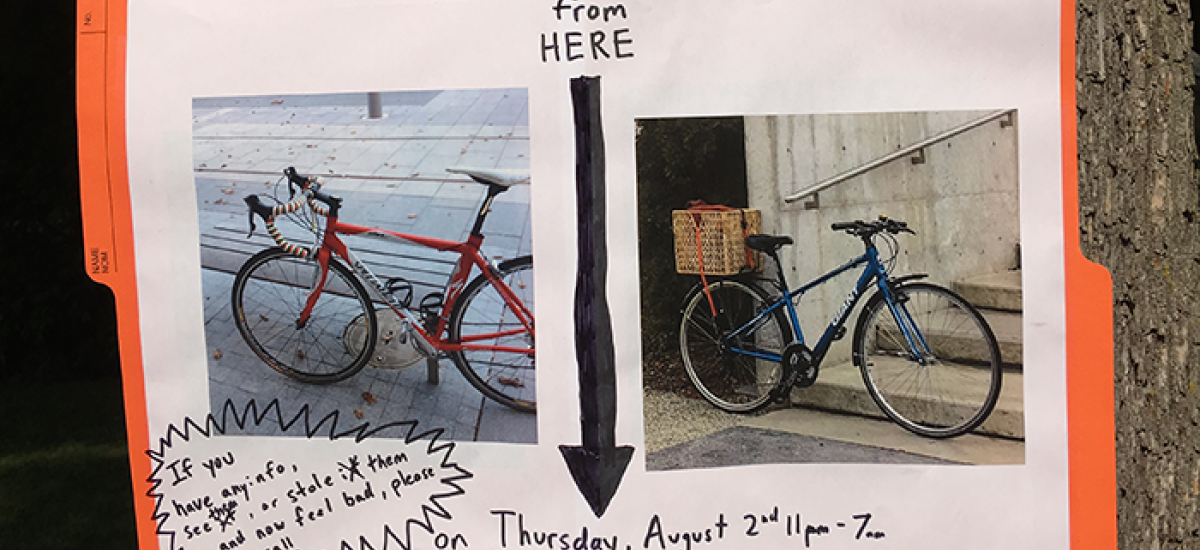 Poster of a stolen bike