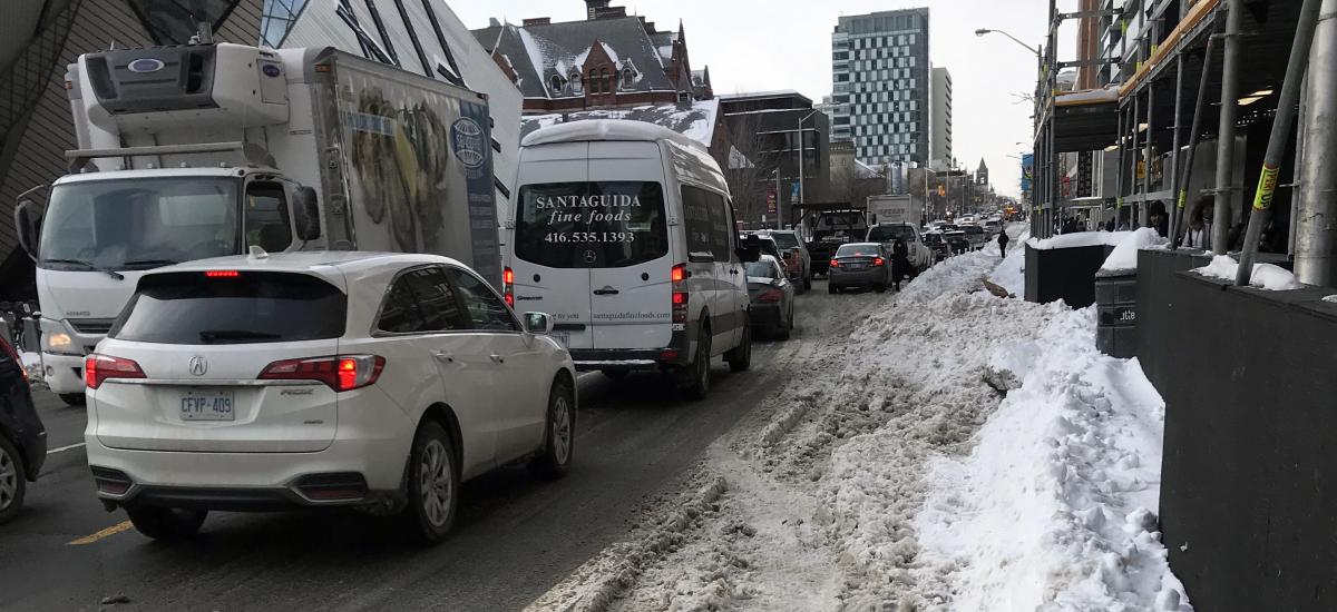 bloor bike lane covered in snow