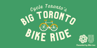 Green banner with Big Toronto Bike Ride text