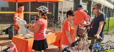 Bike Month 2018 commuter station on the Martin Goodman Trail