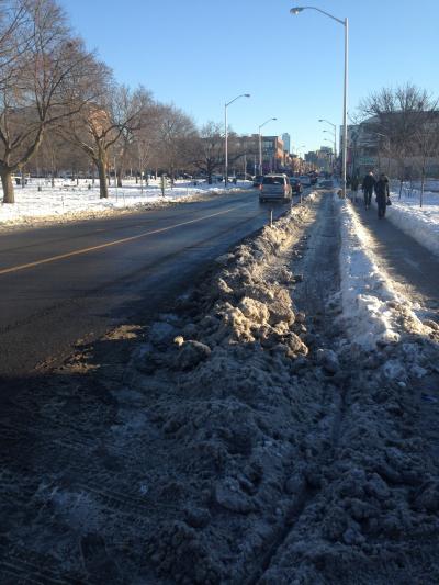 Bloor Bike Lane snowed in at Christie