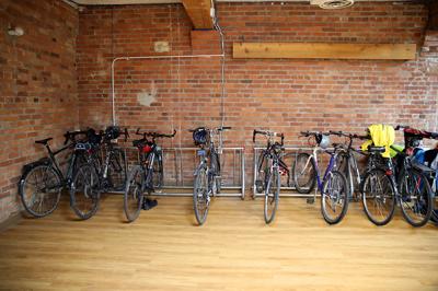 Indoor bike racks at Intelliware's office