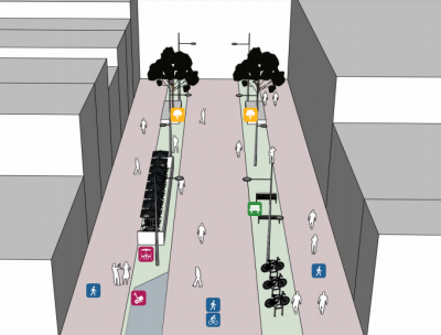 Car Free Yonge Street with pedestrians and cyclists moving freely