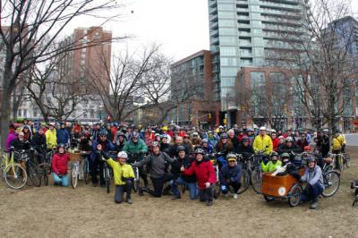 Cyclists gather todether for the Coldest Day of the Year ride