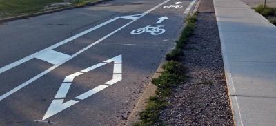 new bikes lanes on Grenoble Drive in Flemingdon Park