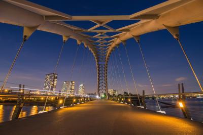 Suspension bridge at night