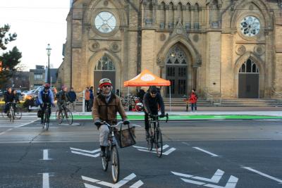 Cyclists crossing Bathurst Street