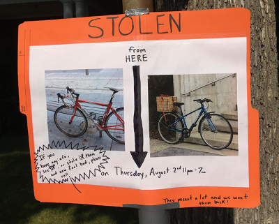 Poster of a stolen bike