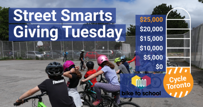 Street Smarts Giving Tuesday. Students participating in Bike Rodeo