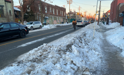 Harbord bike lane in Toronto covered in Snow