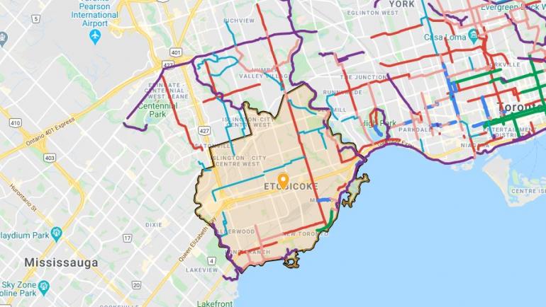 Map of Ward 3 with cycling routes shown