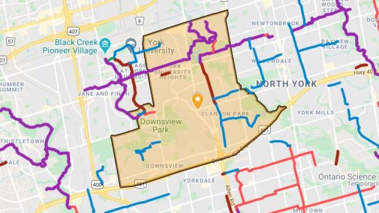 Map of Ward 6 with cycling routes shown