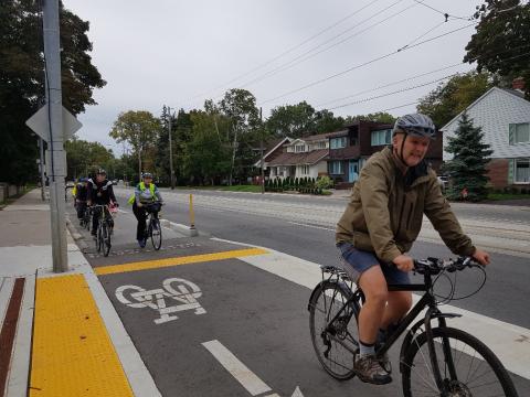 Riding along the new Lakeshore bidirectional cycle track