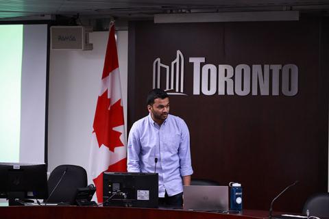 Kevin Rupasinghe presenting at the Cycle Toronto Advocacy Forum