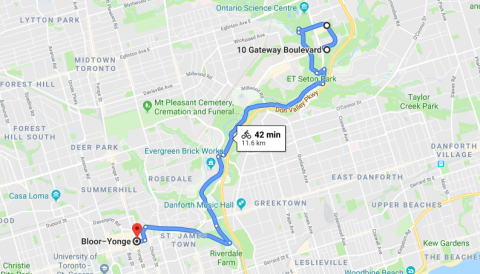 Google Map showing Open Streets TO Ride