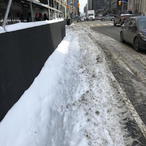Bloor Bike Lane covered in snow 