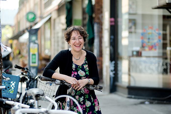 Michaela with her bike