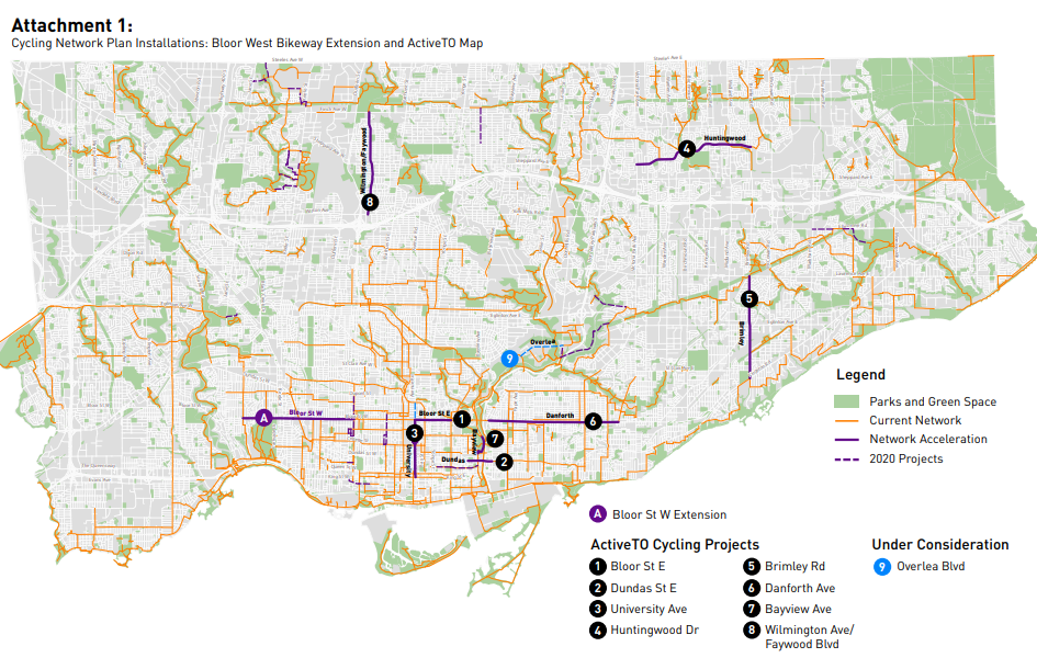 Map of Cycling Network Plan Installations