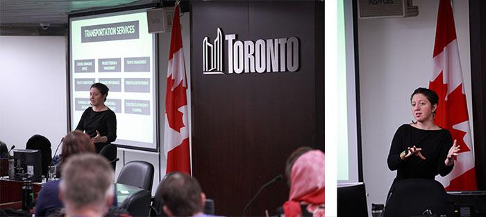 Becky Katz presenting at the Cycle Toronto Advocacy Forum