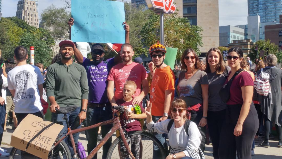 Cycle Toronto staff and board members pose at Climate Strike