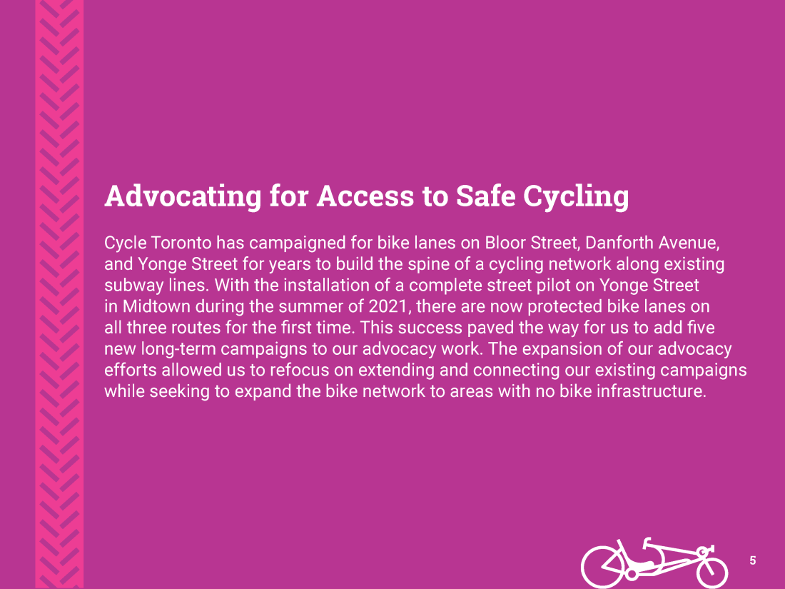 Page 5 of Cycle Toronto's 2021 Annual Report