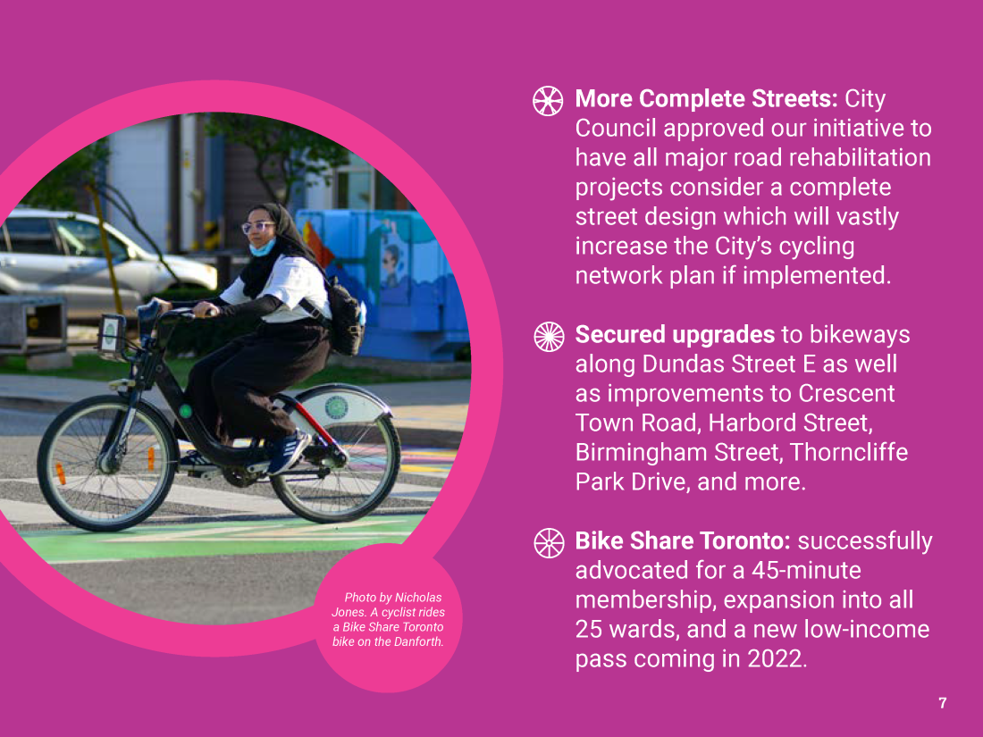 Page 7 of Cycle Toronto's 2021 Annual Report