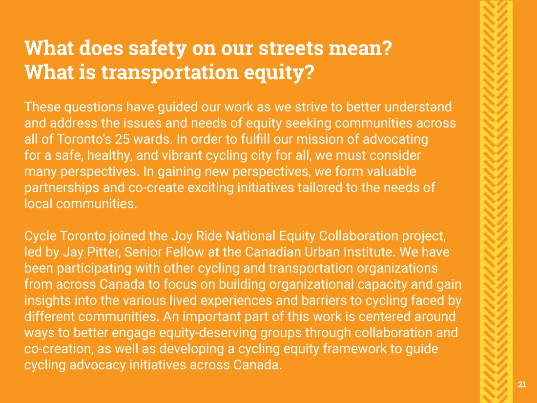 Page 21 of Cycle Toronto's 2021 Annual Report