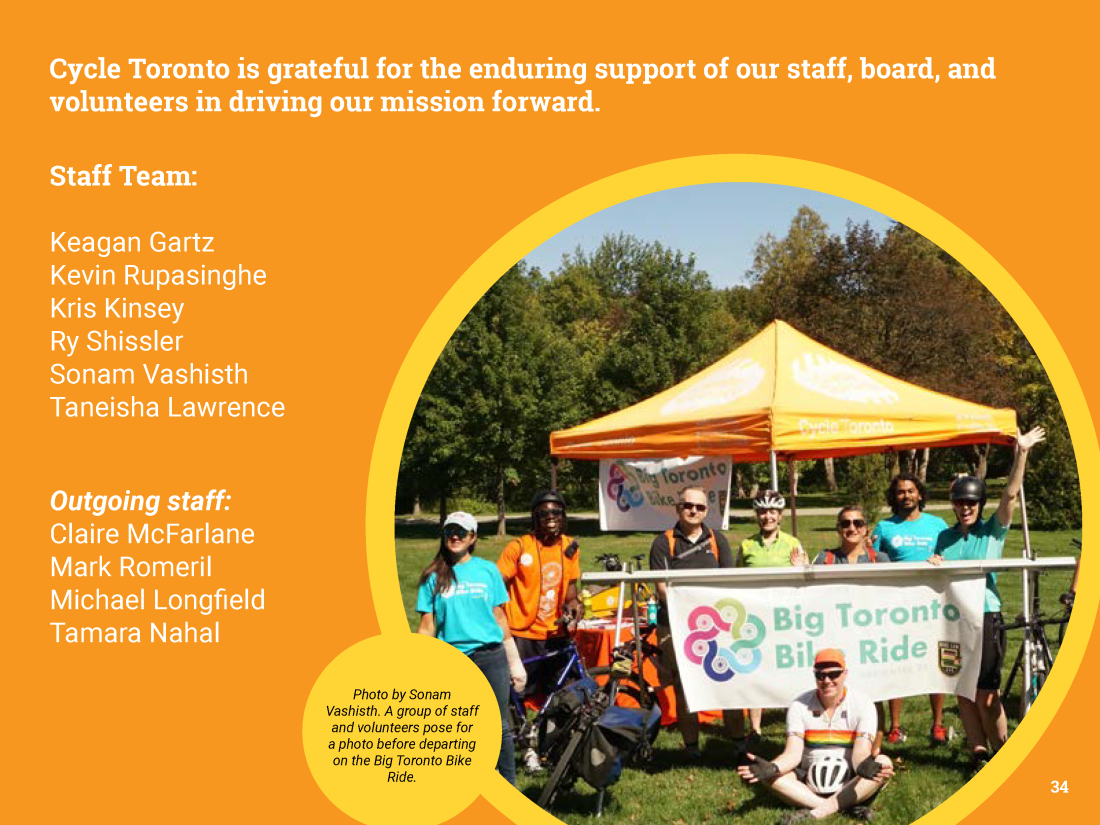 Page 34 of Cycle Toronto's 2021 Annual Report