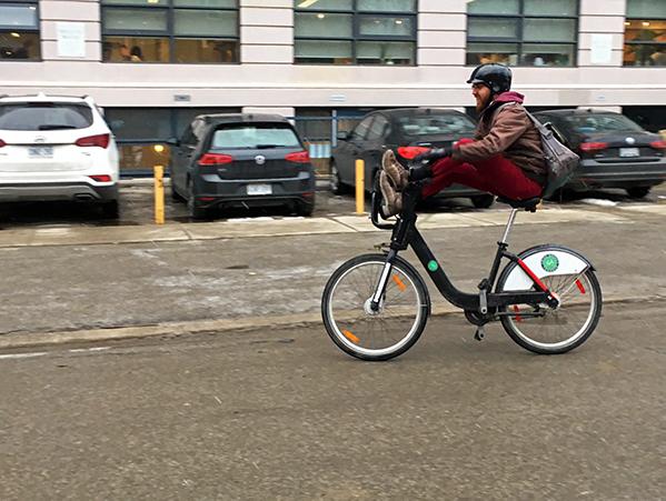 Jay shows off a Bike Share trick