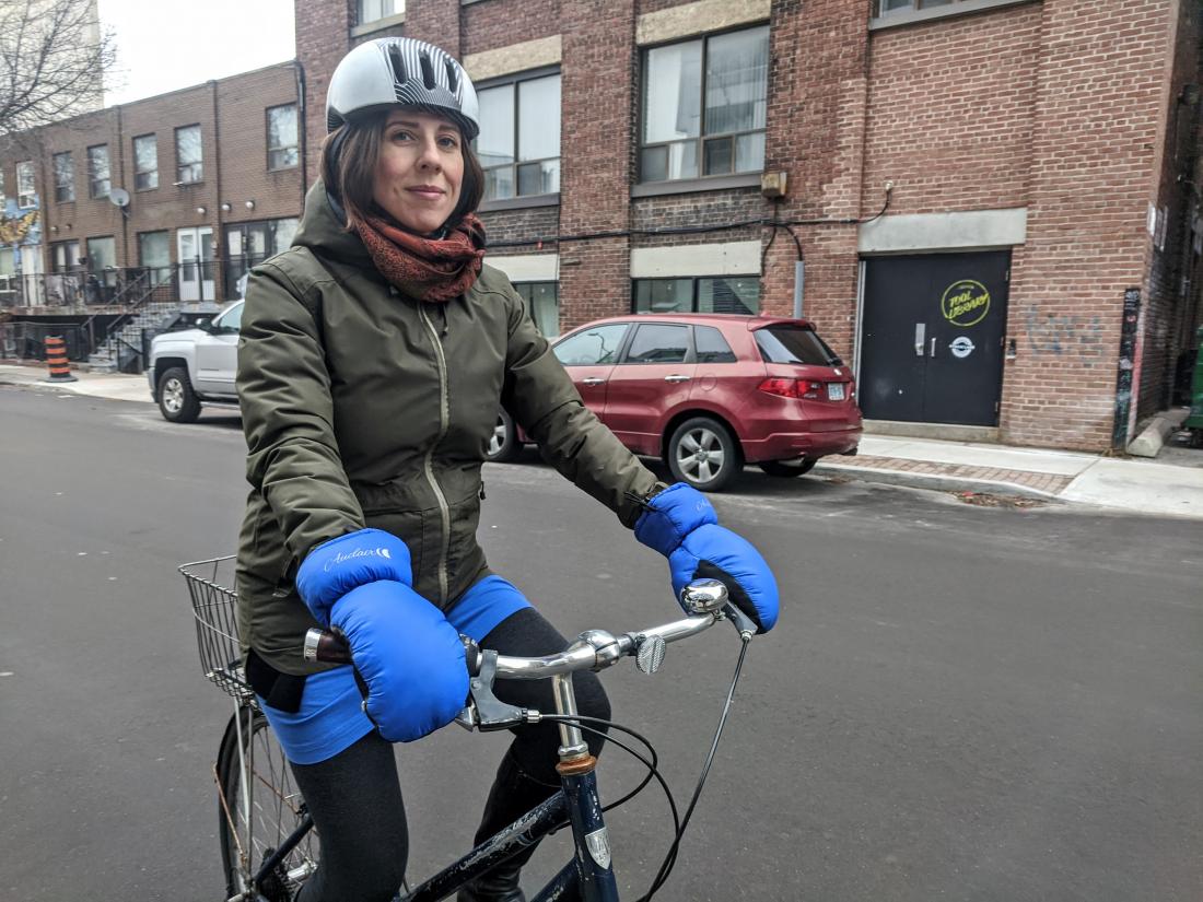 Keagan Gartz riding her bike while pregnant