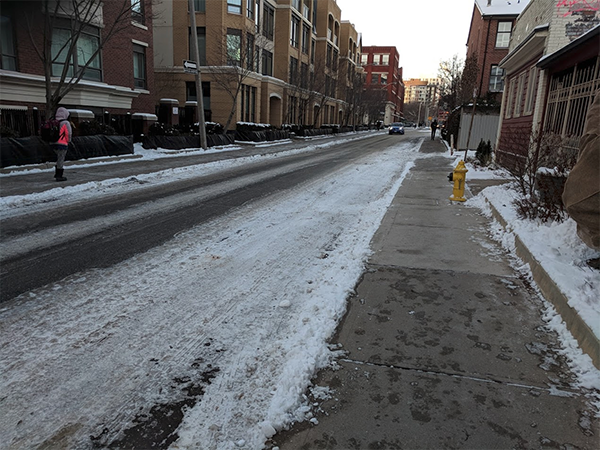 Phoebe St bike lane covered in snow