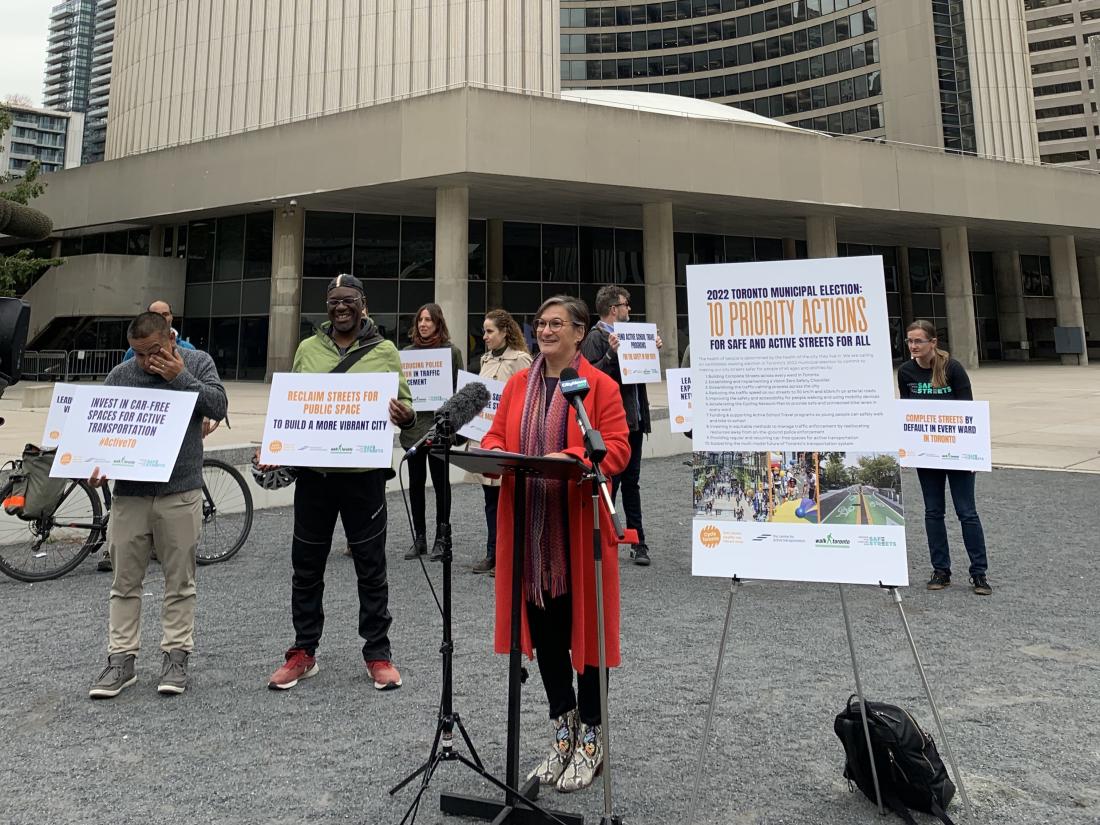 Alison at press conference in front of City Hall