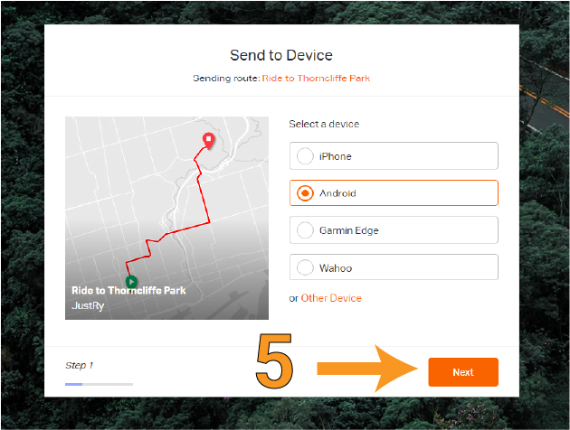 Image showing how to send route to your phone