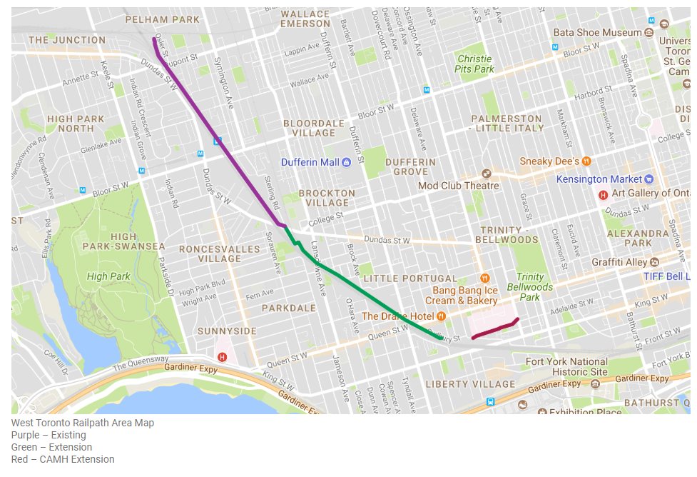 Map of West Toronto Railpath 