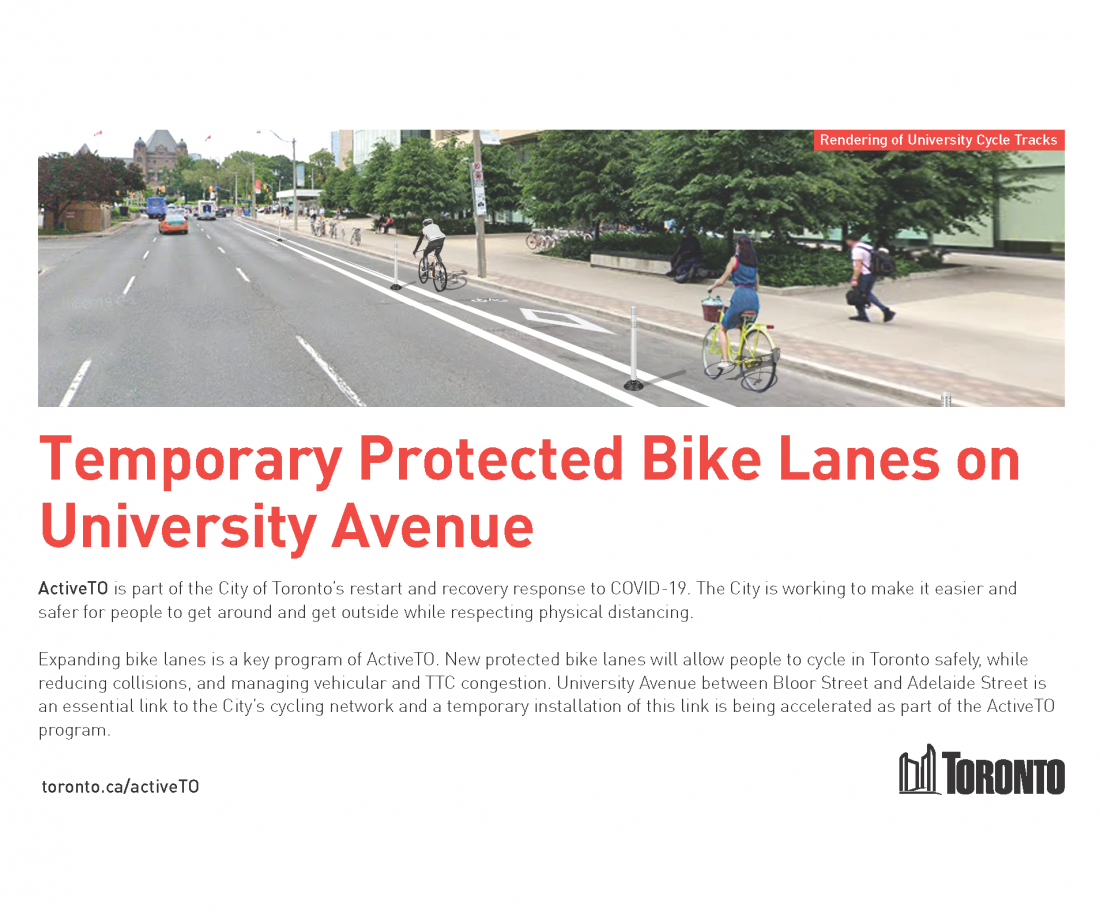 Rendering of Temporary Bike Lane on University