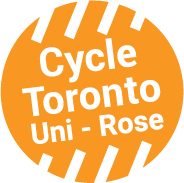 Cycle Toronto Uni-Rose is written in an orange circle