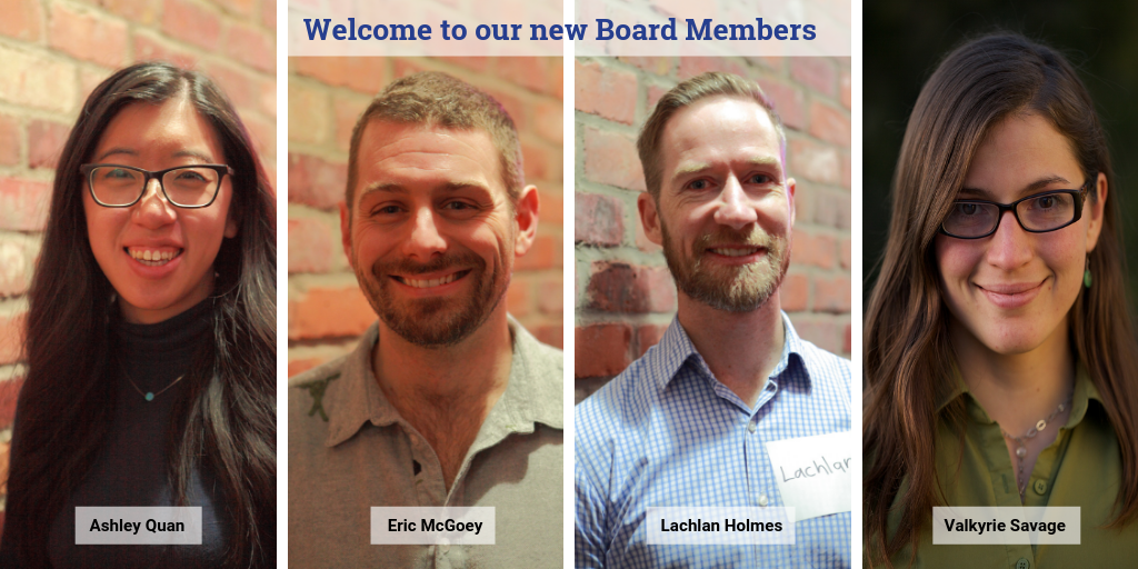 New Board Members Ashley, Eric, Lachlan, and Valkyrie