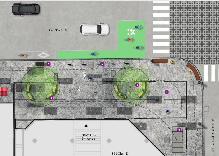 Yonge and St. Clair streetscape design including bike lanes