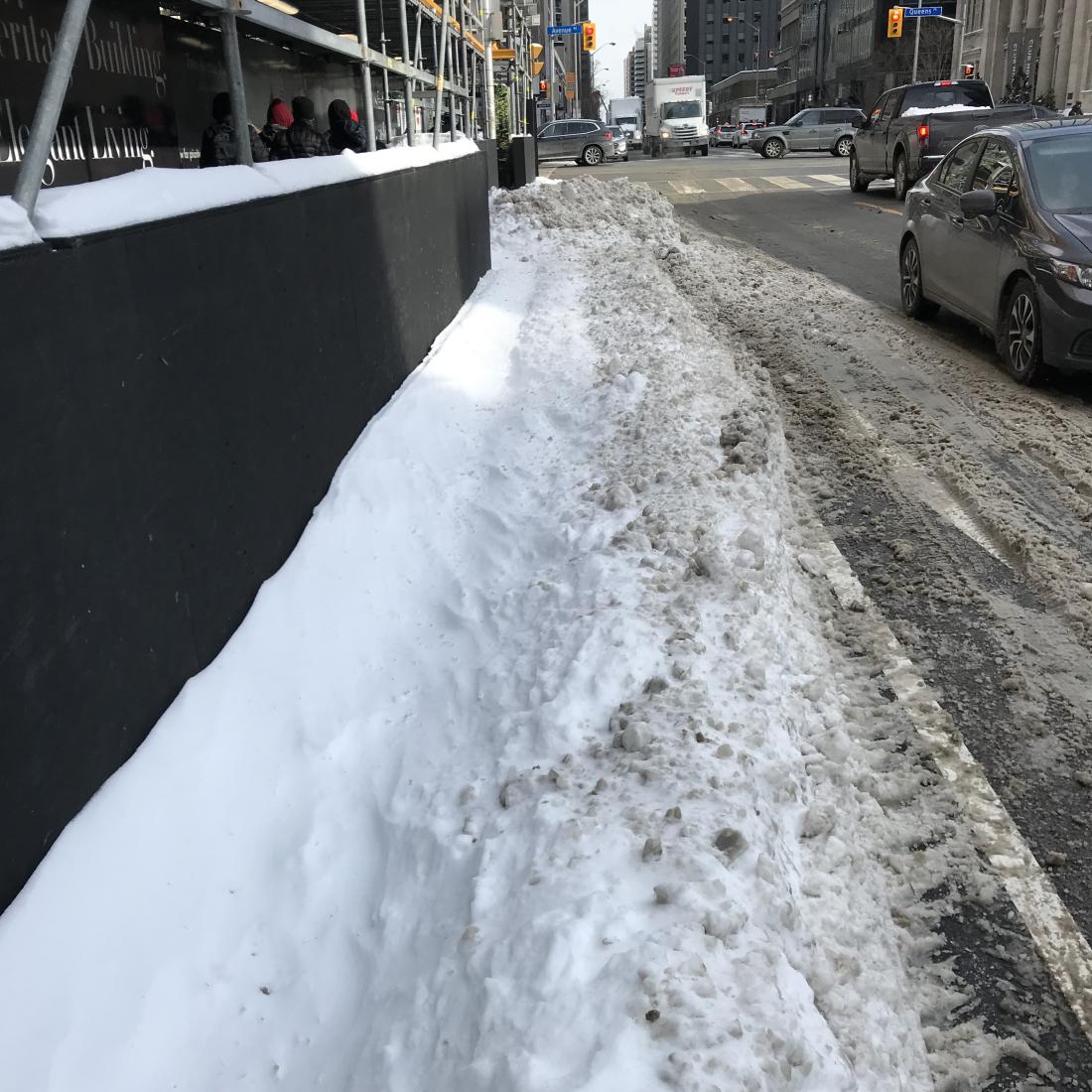 Bloor Bike Lane covered in snow 